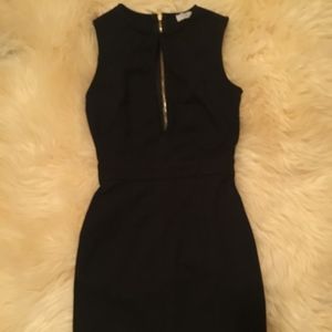 Black Bodycon Dress with Front Slit